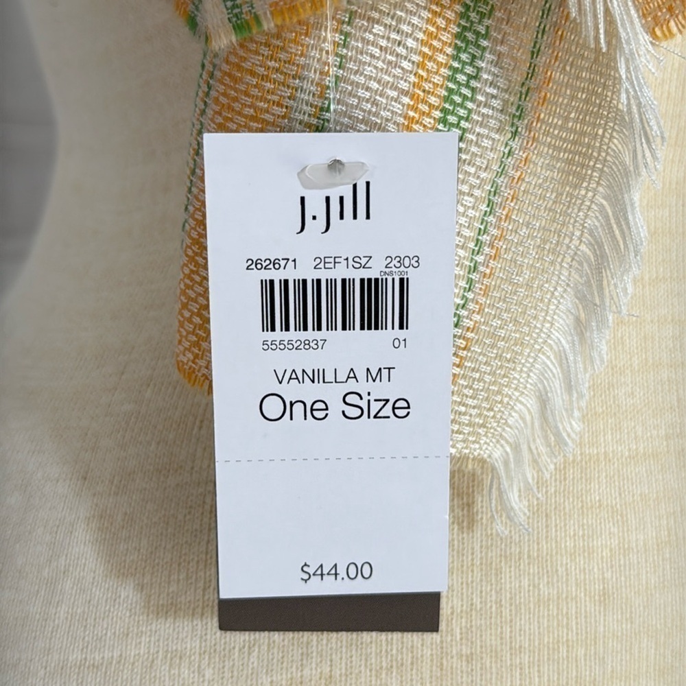 NWT J. Jill Vanilla Mint Sriped Scarf Made in Italy - Picture 4 of 7